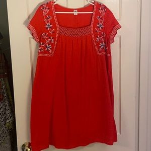Red old navy embroidered dress L